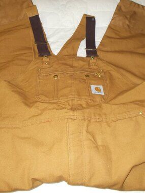 Carhartt Duck Zip-to-Thigh Bib Overall/Quilt Lined R41 BRN  46x 30 - New w/Tags